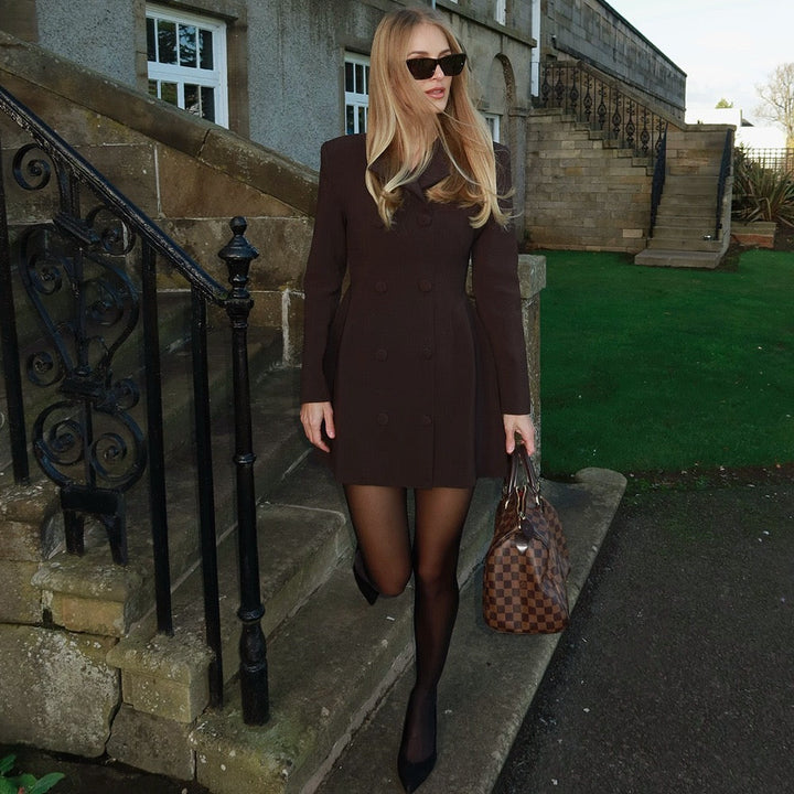 Tailored mini blazer dress with button design - NINA