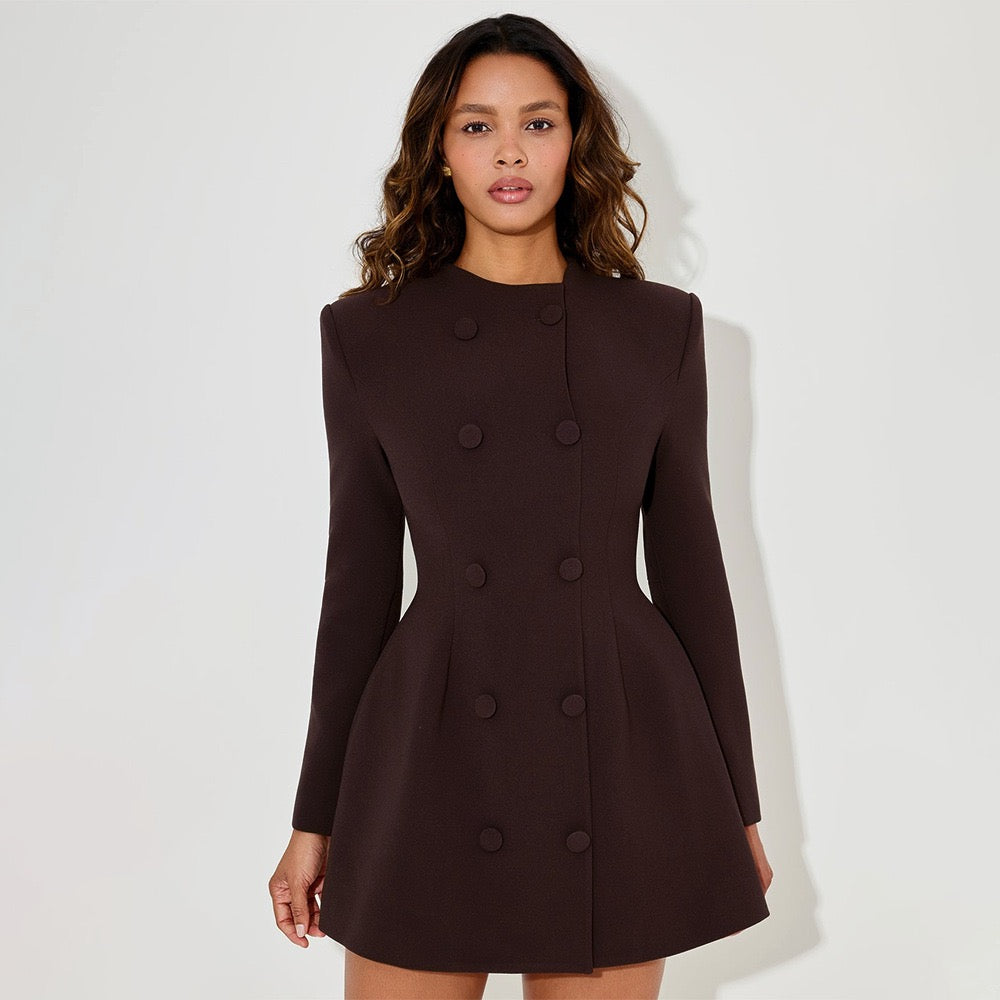 Tailored mini blazer dress with button design - NINA