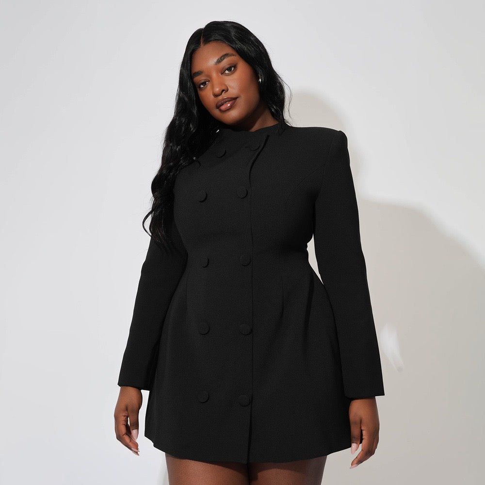 Tailored mini blazer dress with button design - NINA