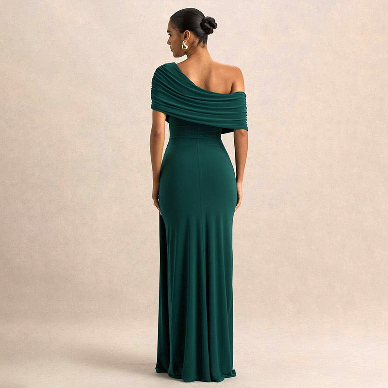 Off-shoulder Maxi Dress with Slit Design - AMAYA