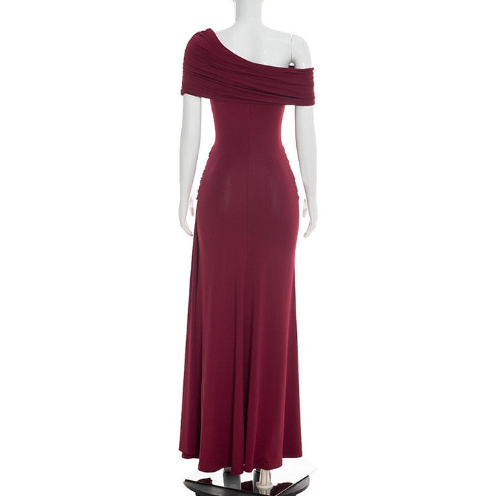 Off-shoulder Maxi Dress with Slit Design - AMAYA