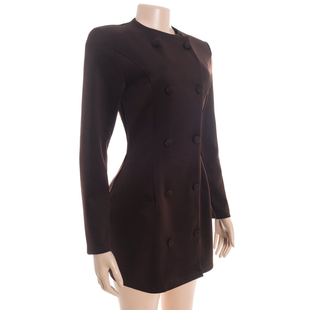 Tailored mini blazer dress with button design - NINA