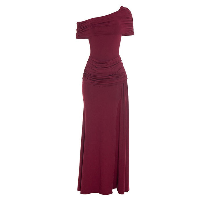 Off-shoulder Maxi Dress with Slit Design - AMAYA