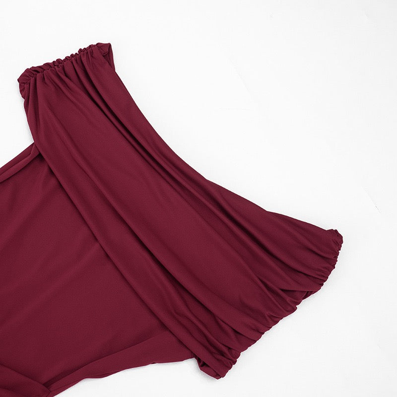 Off-shoulder Maxi Dress with Slit Design - AMAYA