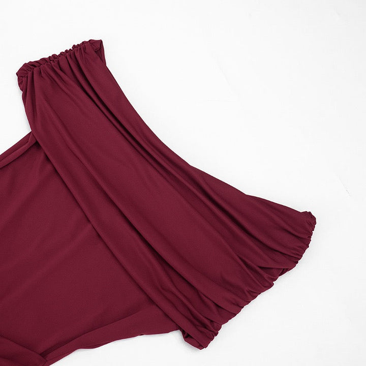 Off-shoulder Maxi Dress with Slit Design - AMAYA