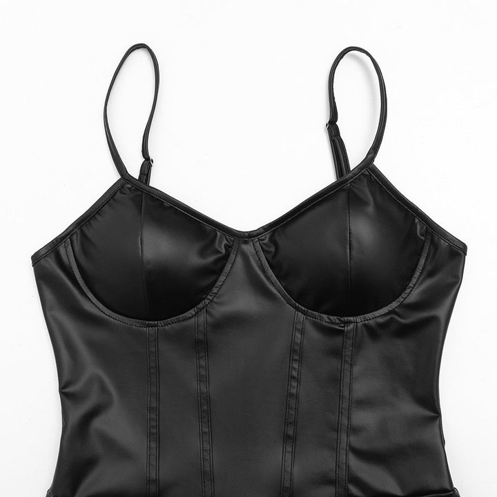Mini faux leather dress with ruching and pleats - RAYN
