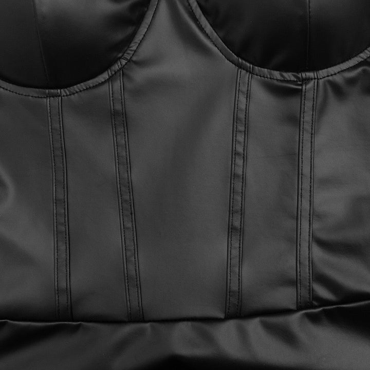Mini faux leather dress with ruching and pleats - RAYN