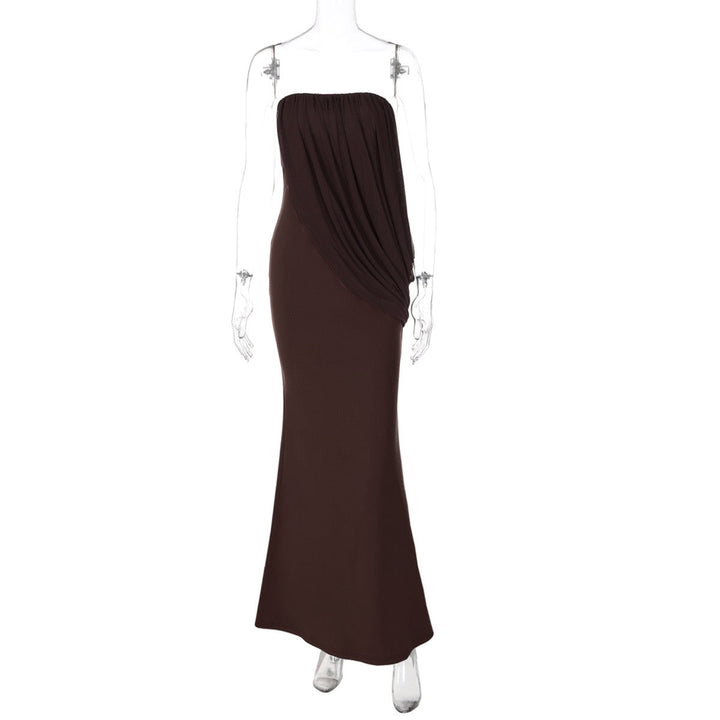 Strapless maxi dress with pleat detailing – Ronili