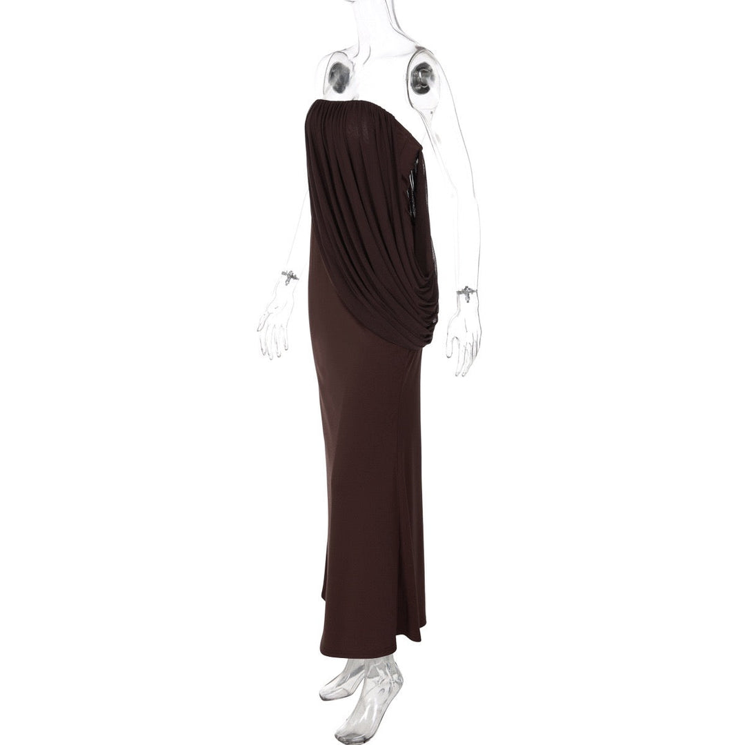Strapless maxi dress with pleat detailing – Ronili