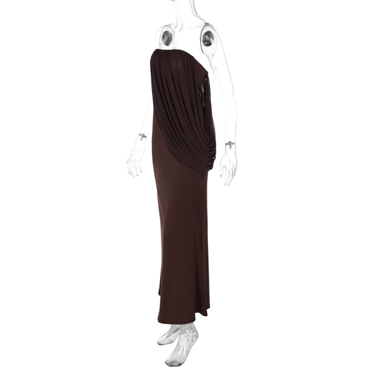 Strapless maxi dress with pleat detailing – Ronili