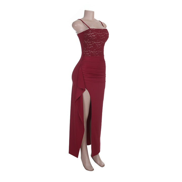 Lace-detail maxi dress with a slit – BELLY