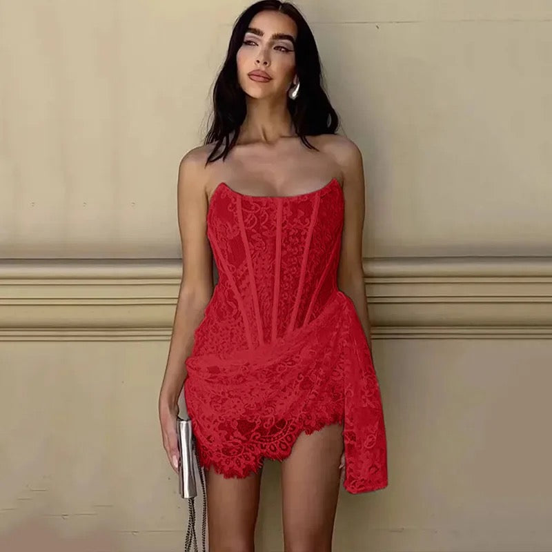 Strapless Lace Mini Dress - Orina