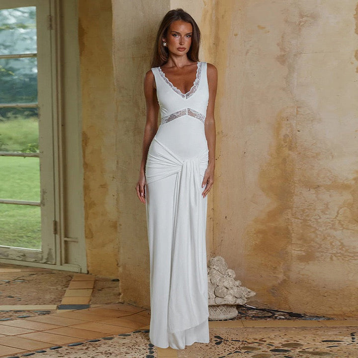 Maxi lace dress with tie detail - Noella