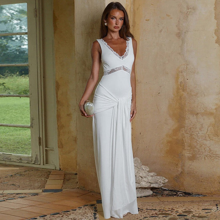 Maxi lace dress with tie detail - Noella