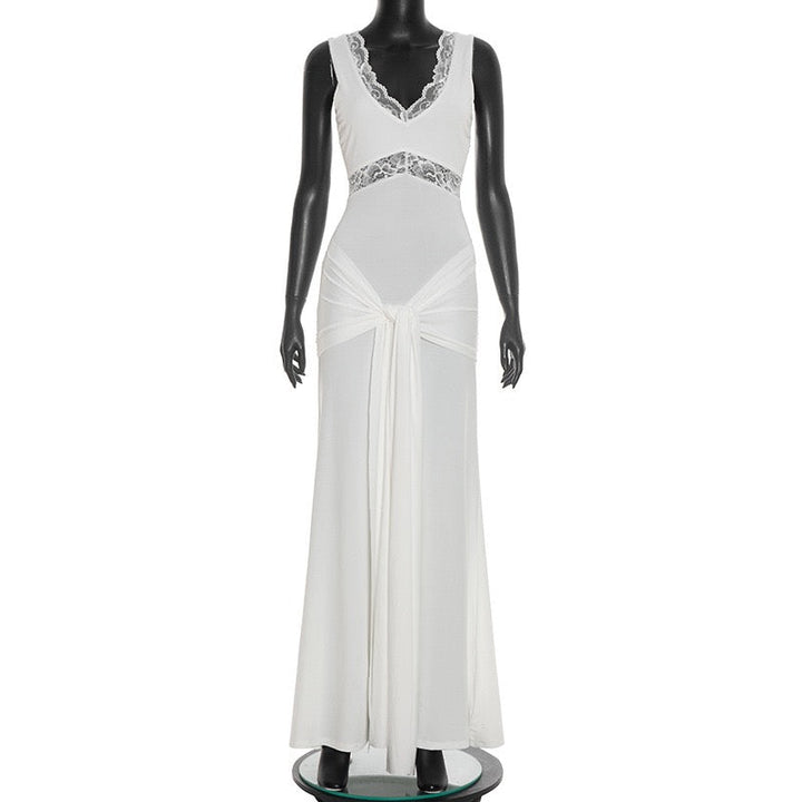 Maxi lace dress with tie detail - Noella
