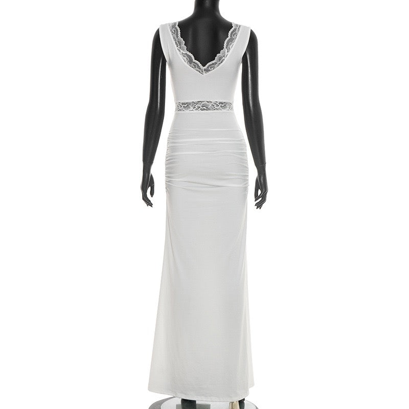 Maxi lace dress with tie detail - Noella