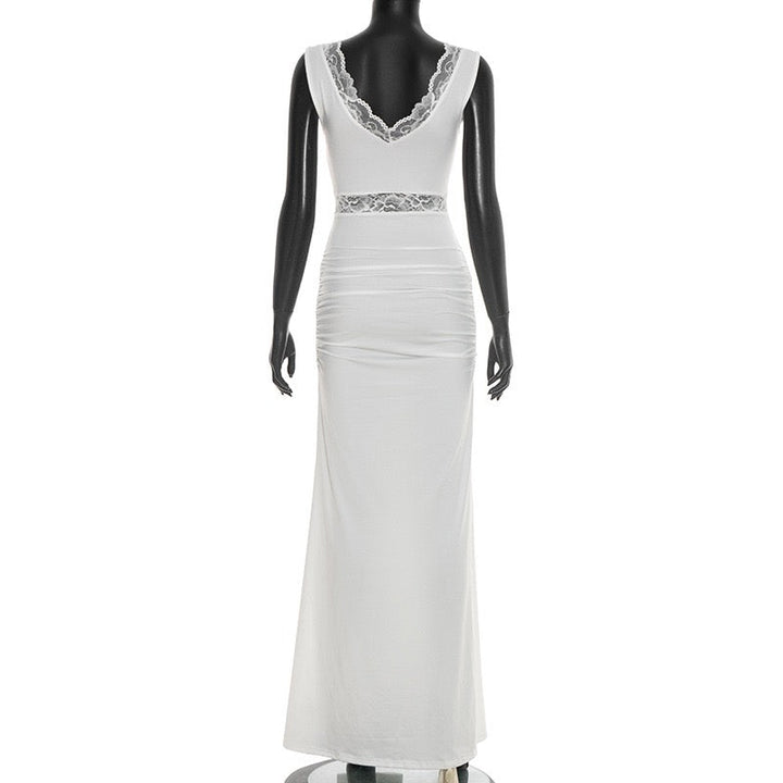 Maxi lace dress with tie detail - Noella