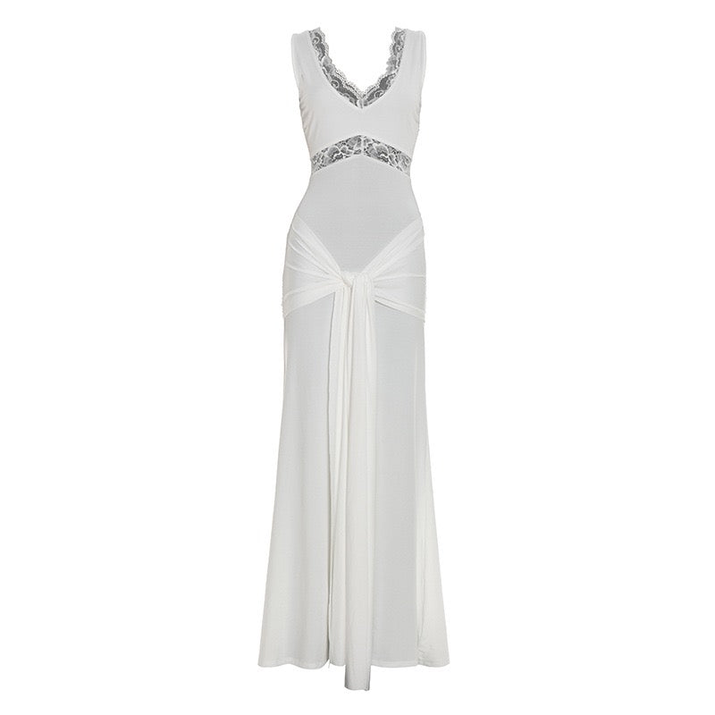 Maxi lace dress with tie detail - Noella