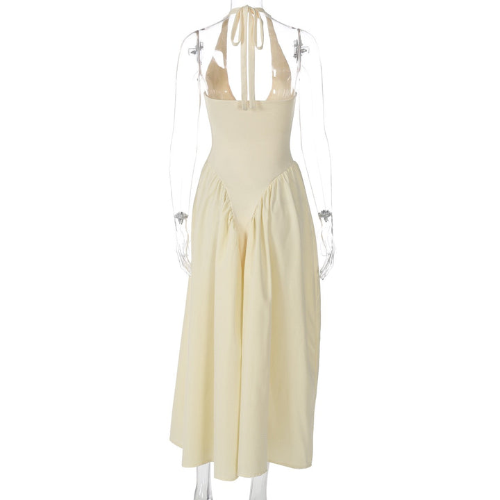 AMALIYA A-line maxi dress with a neck tie and open back