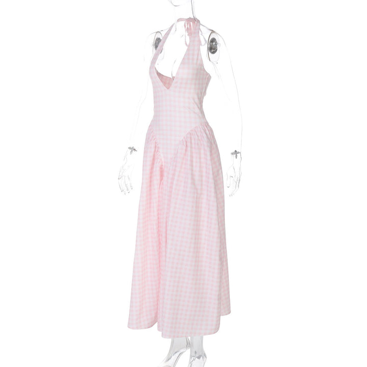 AMALIYA A-line maxi dress with a neck tie and open back