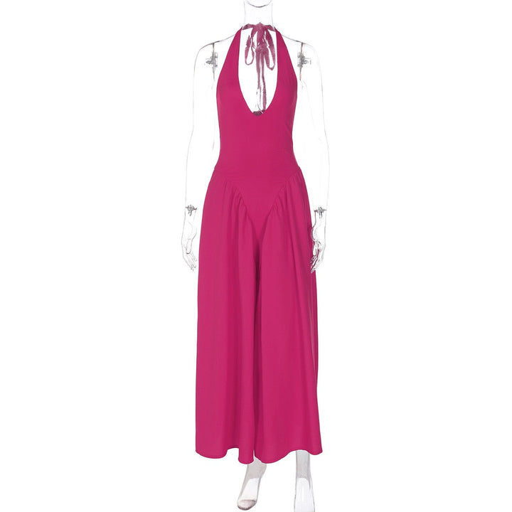 AMALIYA A-line maxi dress with a neck tie and open back