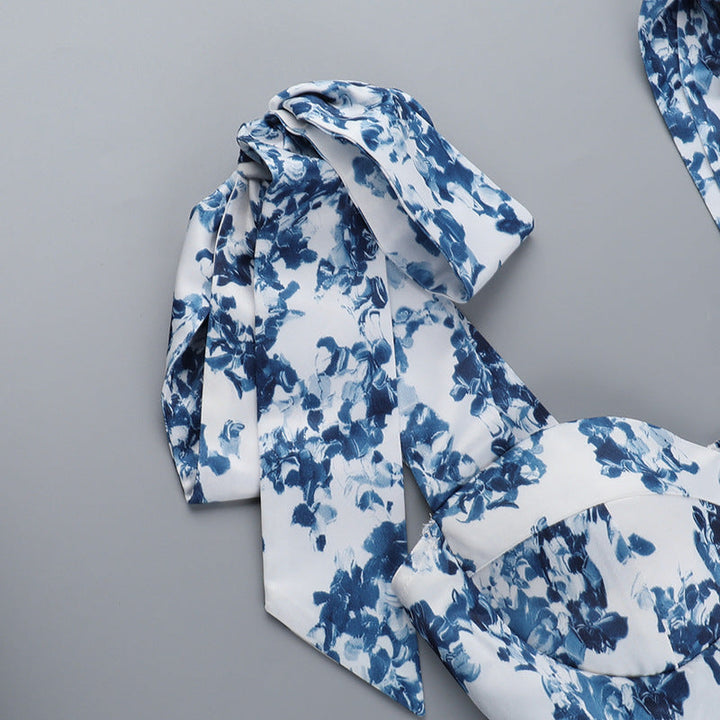 Mini Ruffled Dress with Tie Straps - Florin