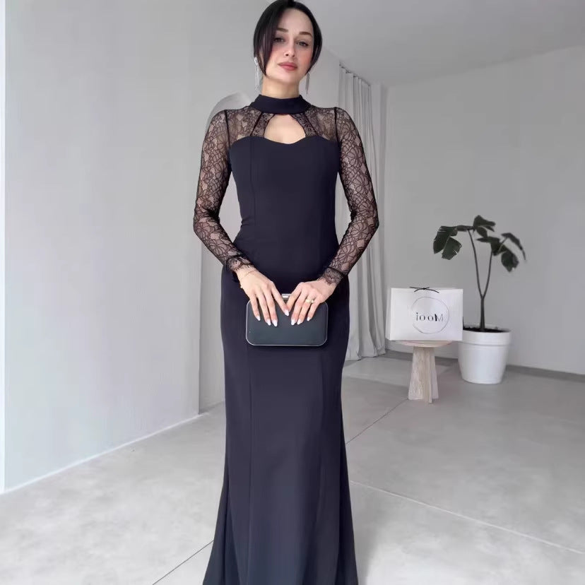 Daria elegant tailored maxi dress with a lace design
