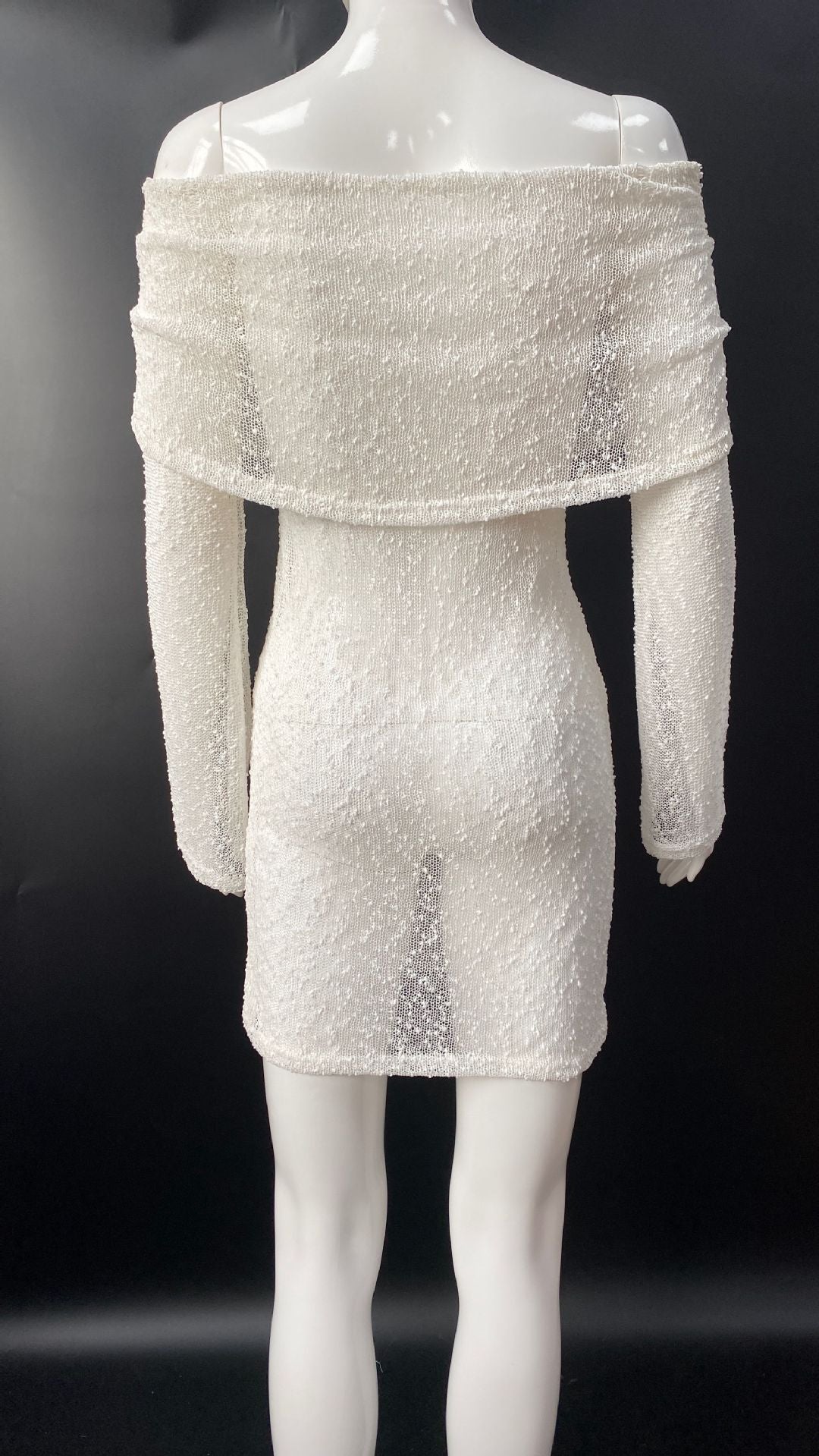 Knitted Mini Beach Dress with Off-Shoulder - Larry