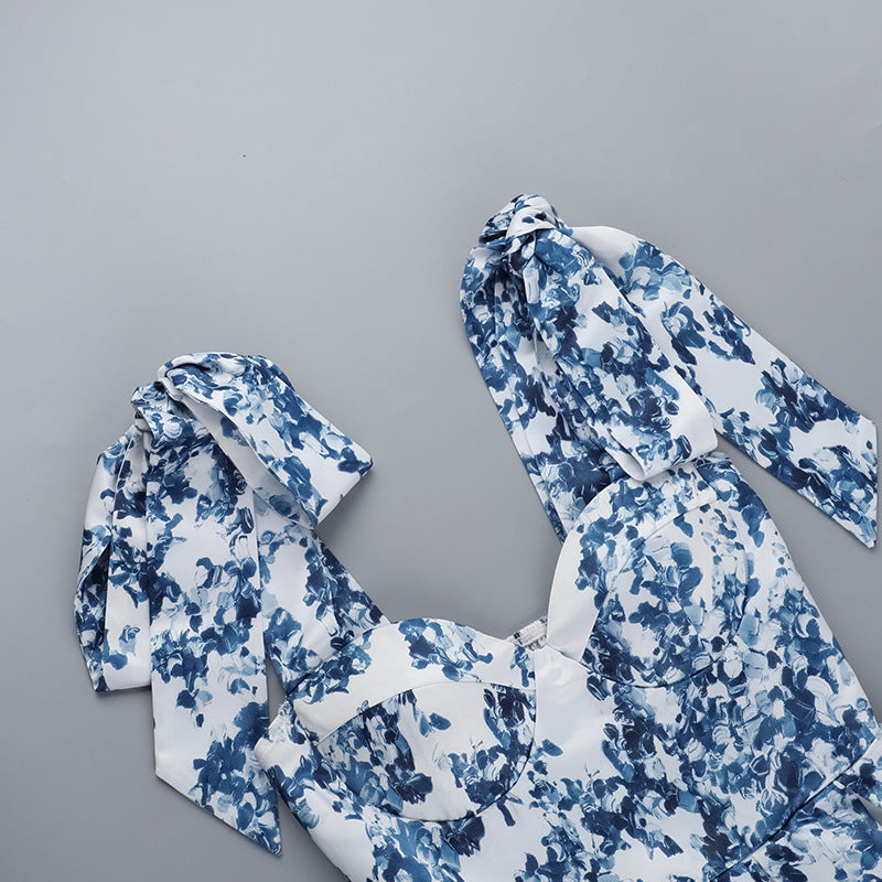 Mini Ruffled Dress with Tie Straps - Florin