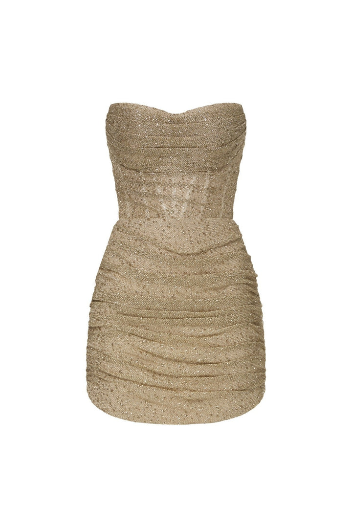 Strapless Mini Dress with Sequin Design - XENIA