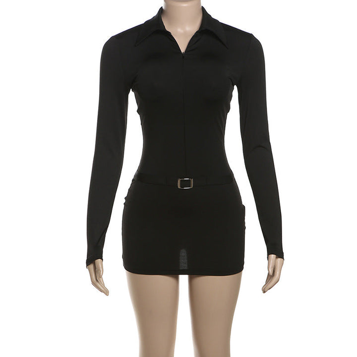 Fitted Mini Dress with Shaping and Flattering Fabric, Matching Belt Detail - Journey
