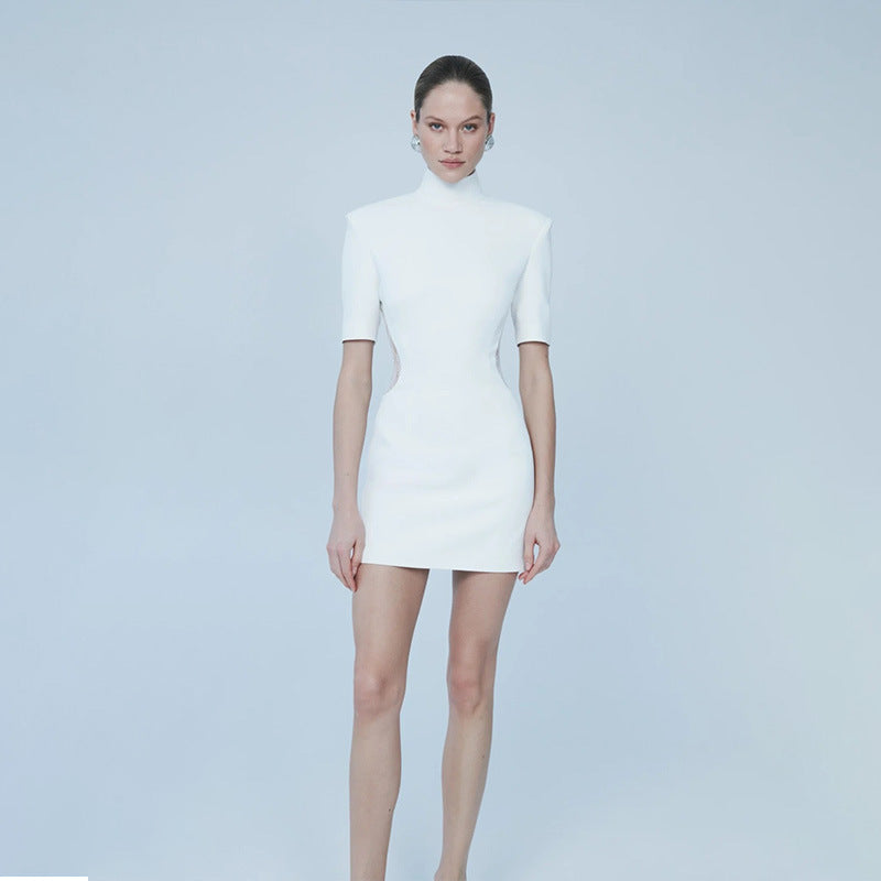 Pamela tailored mini dress with lace detailing