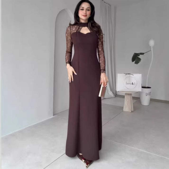Daria elegant tailored maxi dress with a lace design