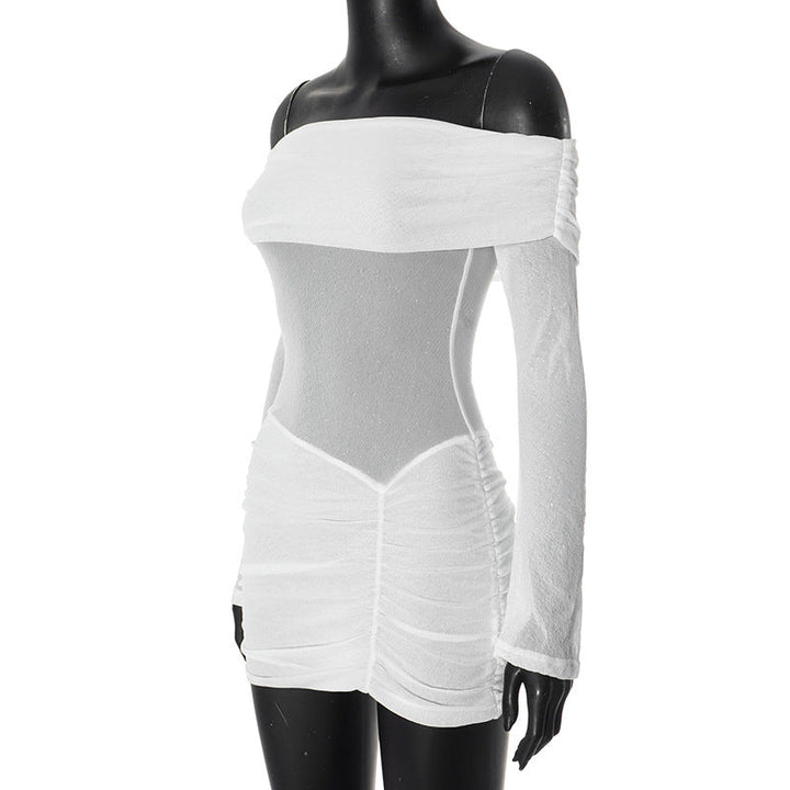 A-Line Mini Sequin Dress with Ruching and Off-Shoulder Design - Kiara