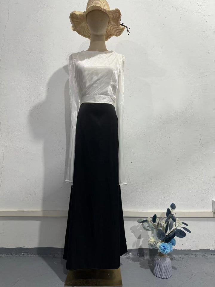 Tamara satin maxi dress with a chiffon design