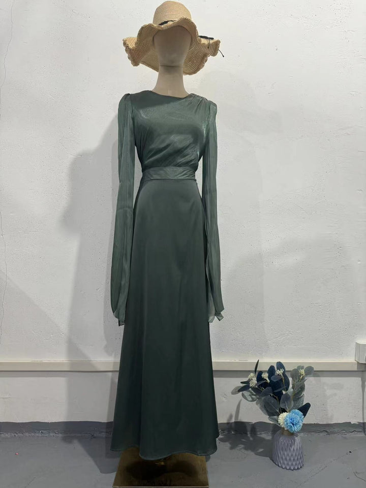 Tamara satin maxi dress with a chiffon design