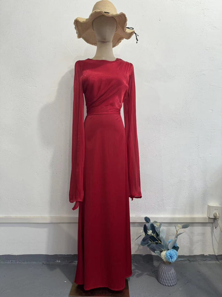 Tamara satin maxi dress with a chiffon design