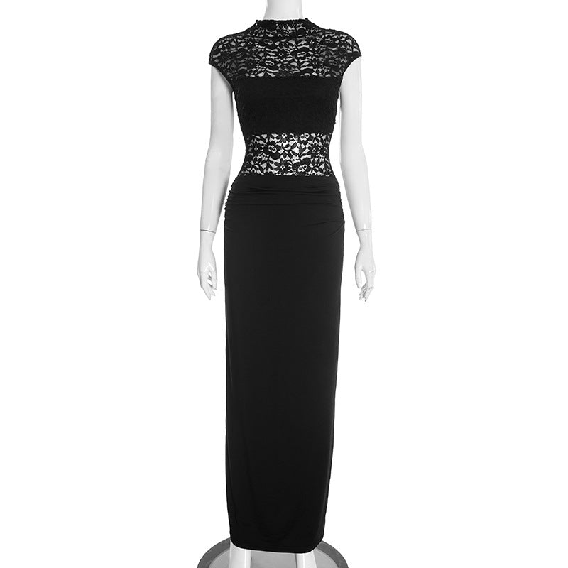 KHAY lace-design maxi dress