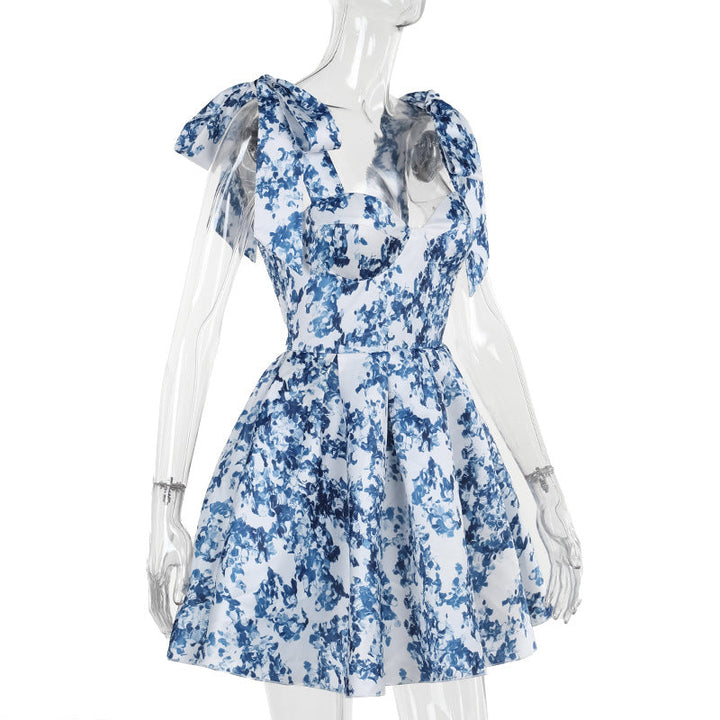 Mini Ruffled Dress with Tie Straps - Florin