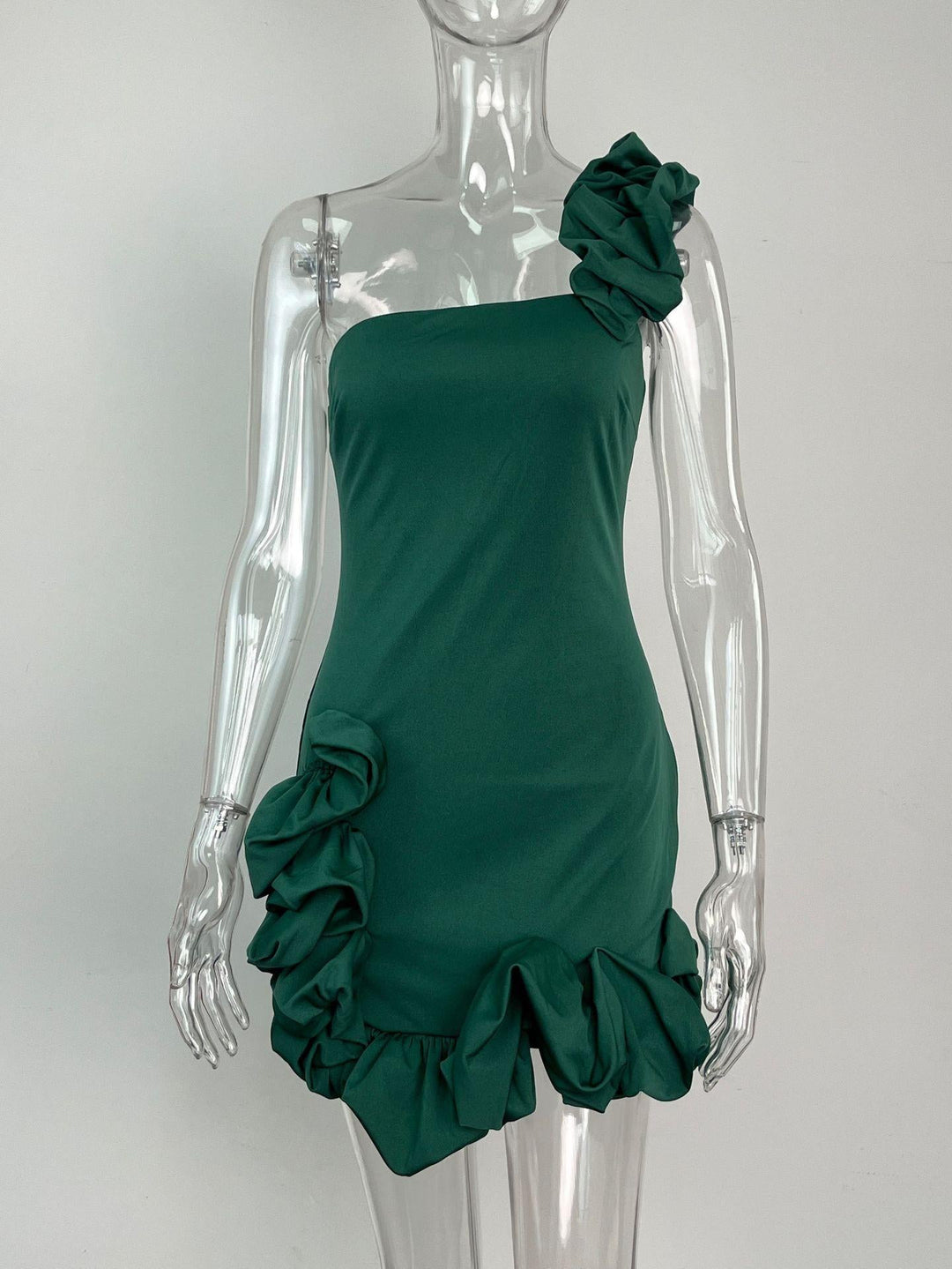 Mini Dress with Pleats and One-Shoulder Design - Florina
