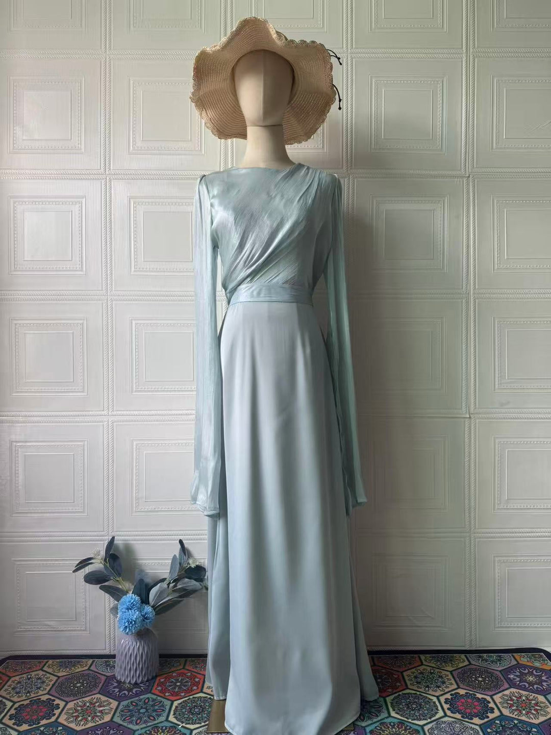 Tamara satin maxi dress with a chiffon design
