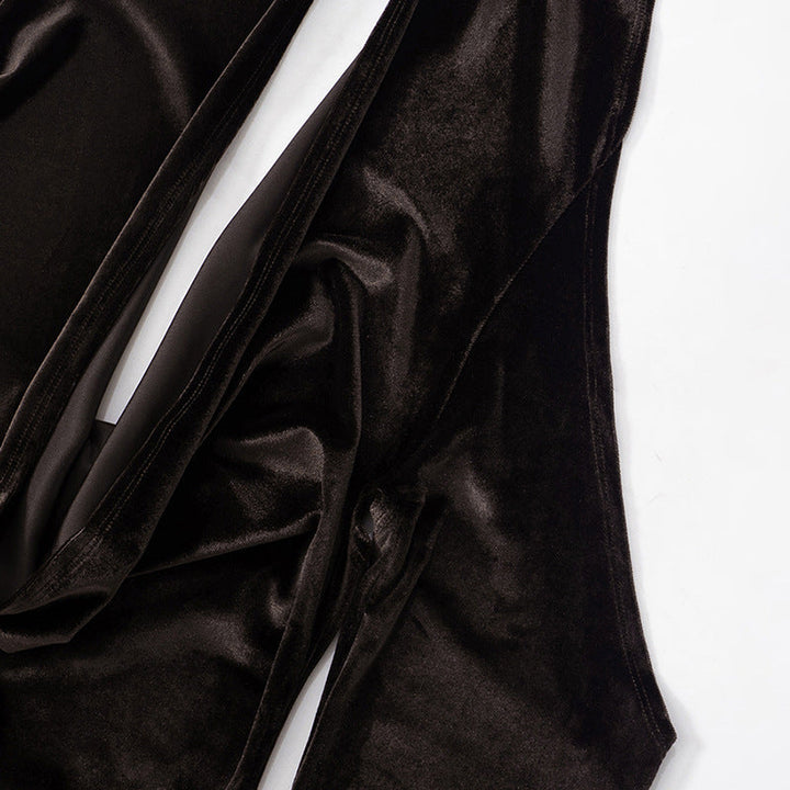 Velvet Mini Dress with Cutouts and Turtleneck Collar - Palmer
