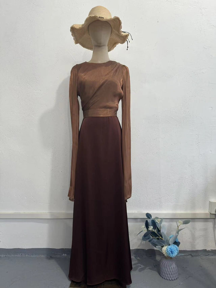 Tamara satin maxi dress with a chiffon design