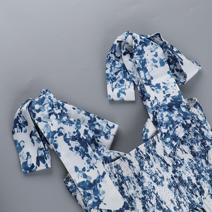 Mini Ruffled Dress with Tie Straps - Florin