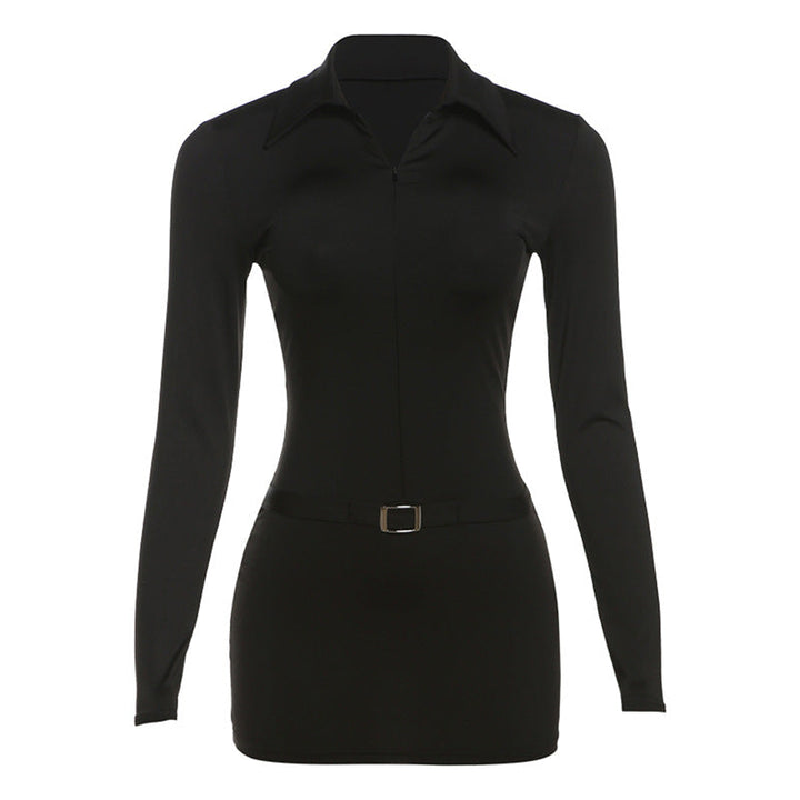 Fitted Mini Dress with Shaping and Flattering Fabric, Matching Belt Detail - Journey