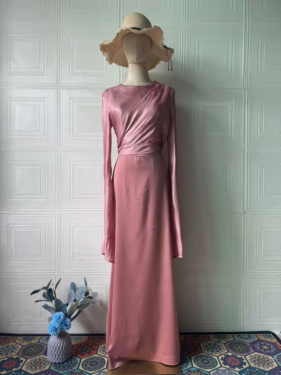 Tamara satin maxi dress with a chiffon design
