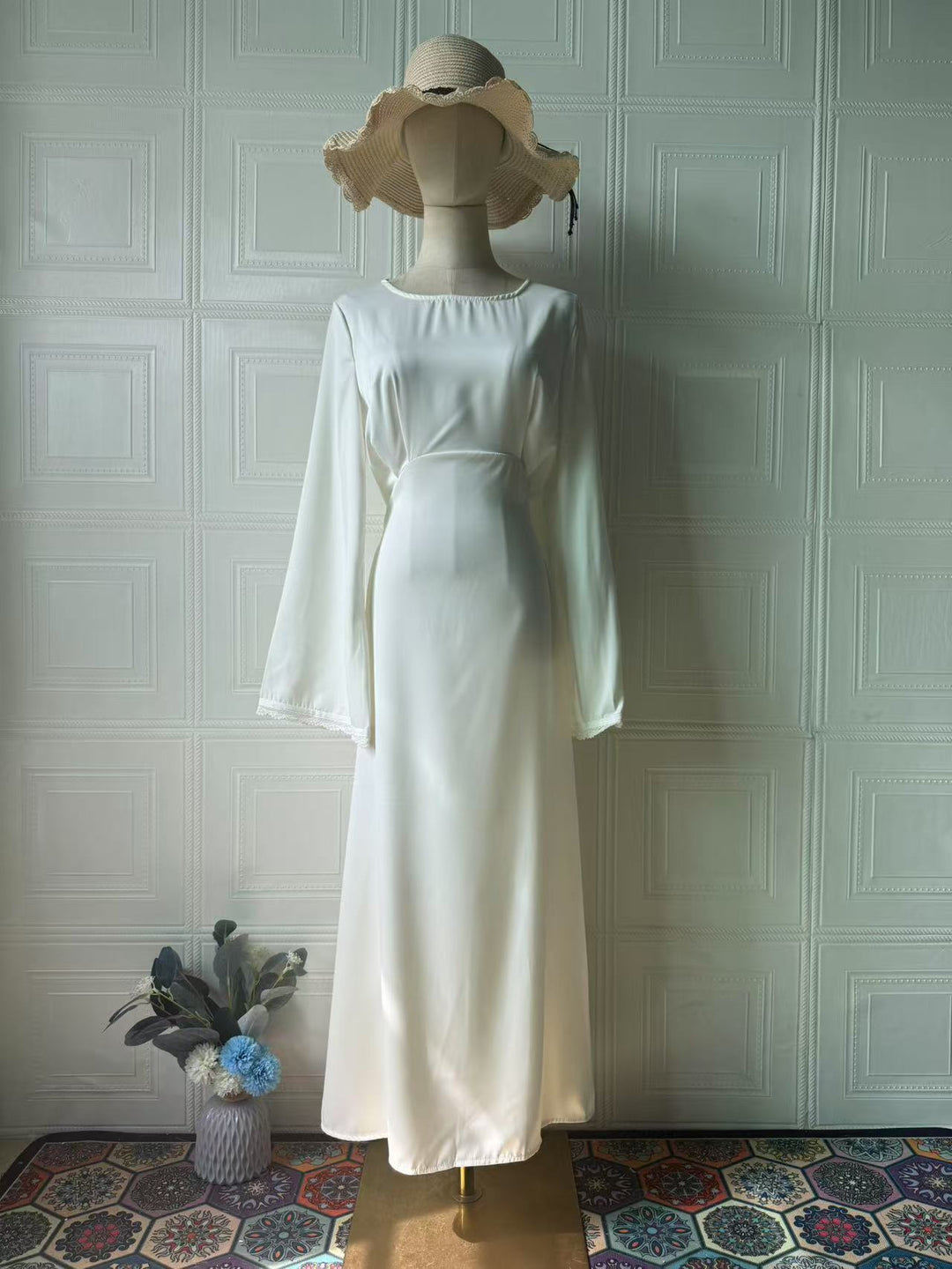 LILI AN elegant satin maxi dress with a back tie