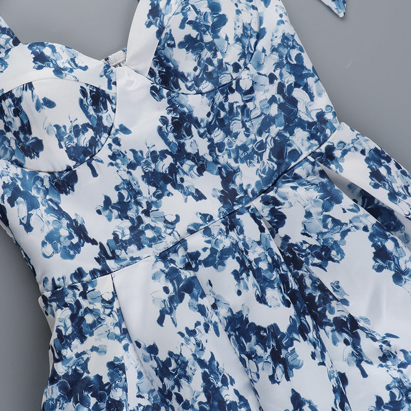 Mini Ruffled Dress with Tie Straps - Florin