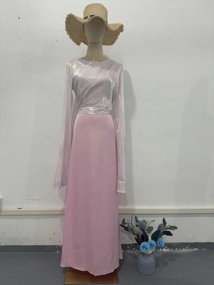 Tamara satin maxi dress with a chiffon design