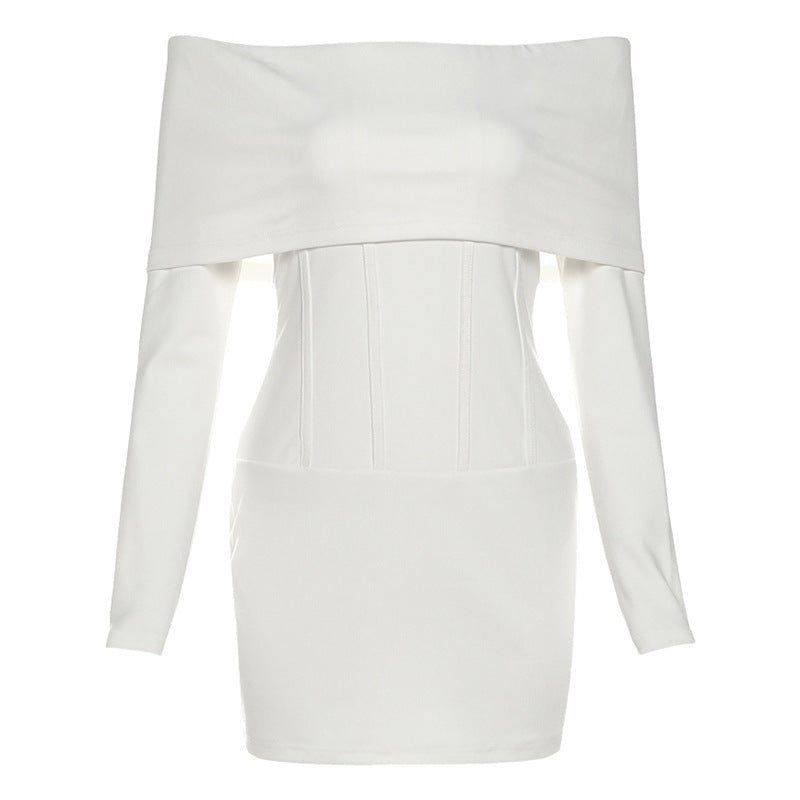 Off-the-shoulder mini dress with a corset design - LINORA